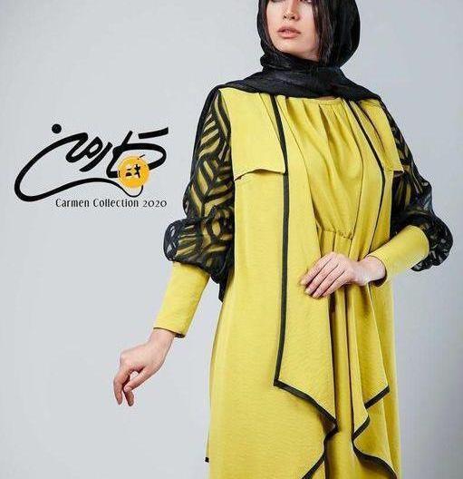 عکس مانتو زرد و مشکی