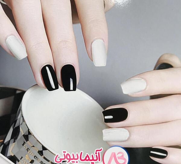 عکس لاک ژل سفید و مشکی