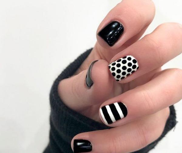 عکس لاک ژل بچه گانه سفید مشکی