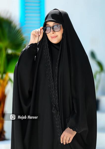 عکس چادر مشکی گلدوزی شده