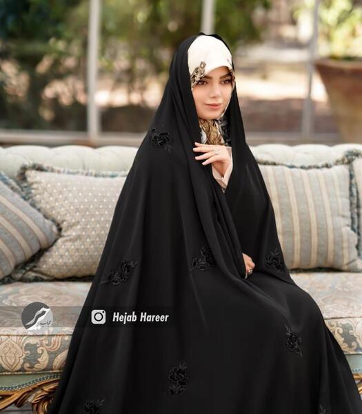 عکس چادر مشکی گلدوزی شده