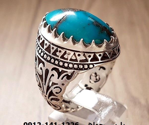 عکس انگشتر نگین فیروزه مردانه