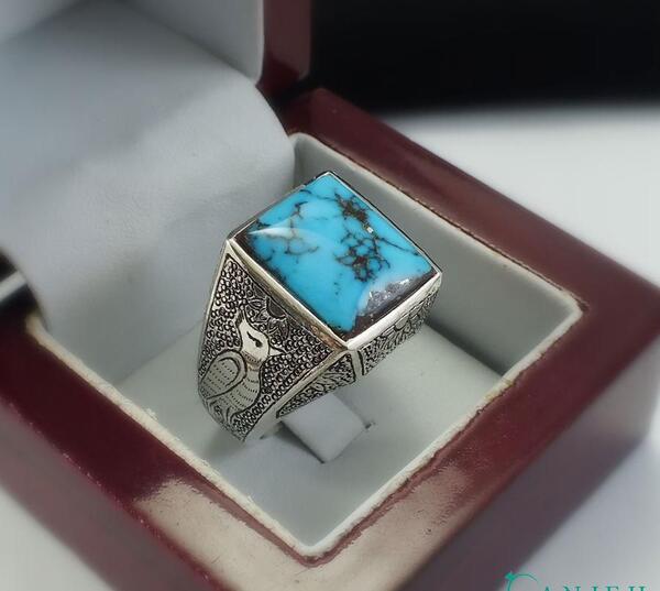 عکس انگشتر فیروزه ای مردانه