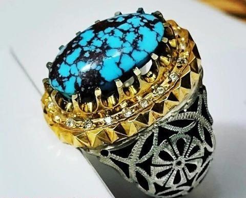 عکس انگشتر فیروزه ای مردانه