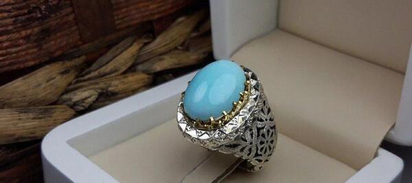 عکس انگشتر فیروزه ای مردانه