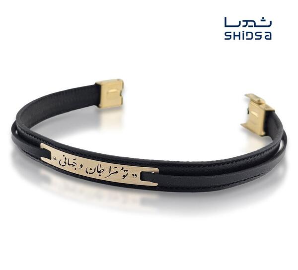 عکس دستبند مردانه چرم و طلا
