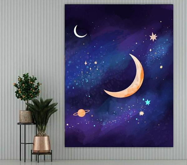 عکس نقاشی ماه و ستاره