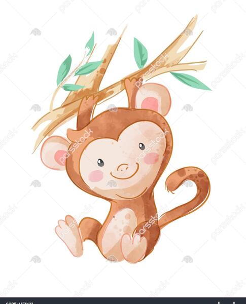 عکس نقاشی میمون روی درخت