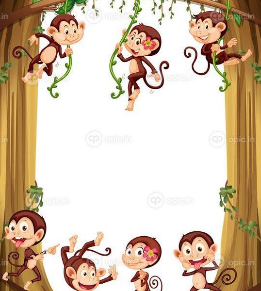 عکس نقاشی میمون روی درخت