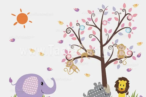 عکس نقاشی میمون روی درخت