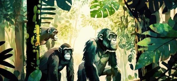 عکس نقاشی میمون در جنگل
