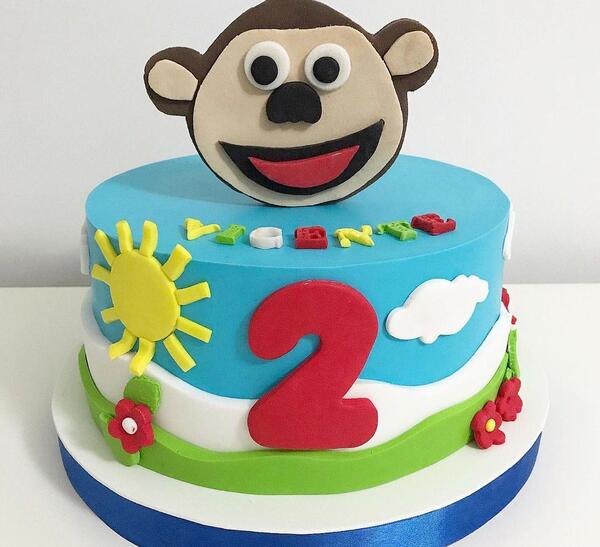 عکس میمون با کیک تولد