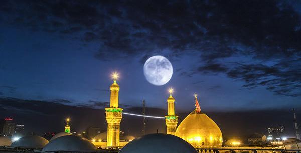 عکس ماه و حرم امام حسین