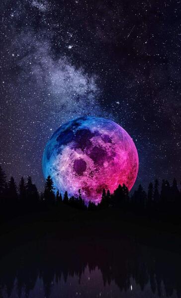 عکس ماه و آسمان شب