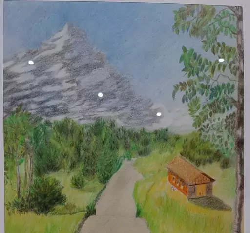 عکس منظره با مداد رنگی