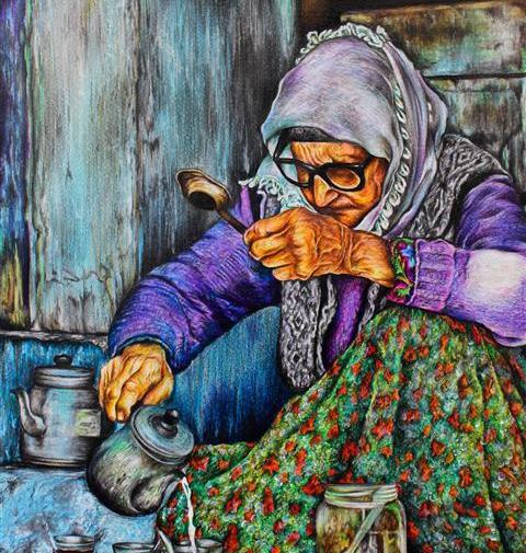 عکس نقاشی منظره مداد رنگی