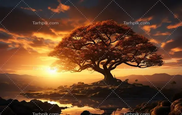 عکس منظره تک درخت