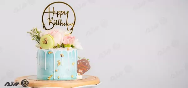 عکس کیک آبی سفید