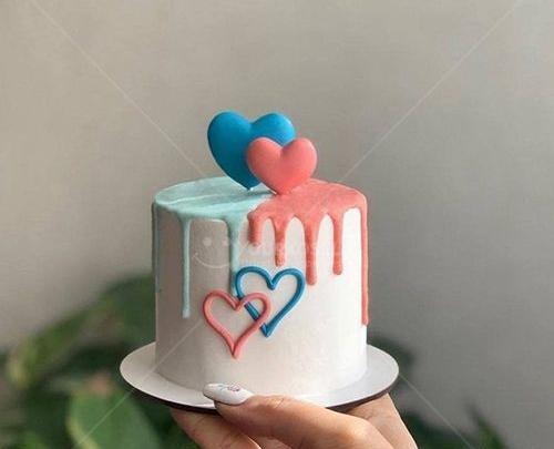 عکس کیک آبی و صورتی
