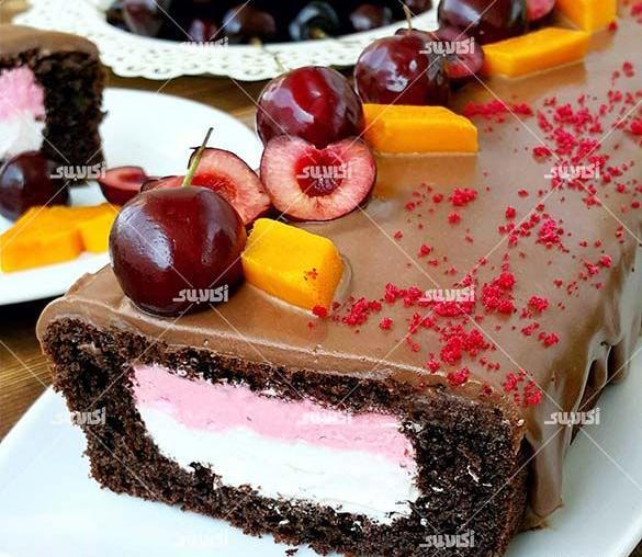 عکس کیک بستنی با میوه