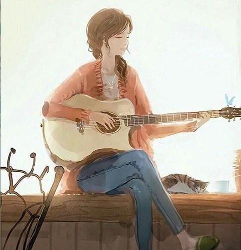 عکس دختر با گیتار لاکچری
