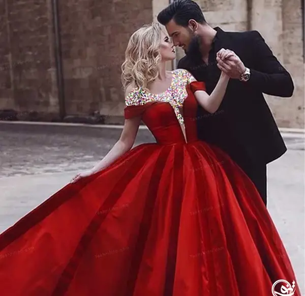 عکس لباس عروس قرمز بلند