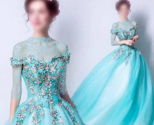 عکس لباس فیروزه ای عروس