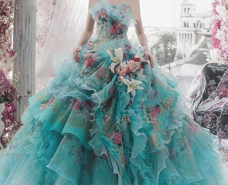 عکس لباس فیروزه ای عروس