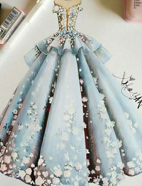 عکس طراحی لباس عروس با مداد