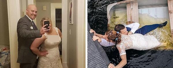 عکس عاشقانه با لباس عروس
