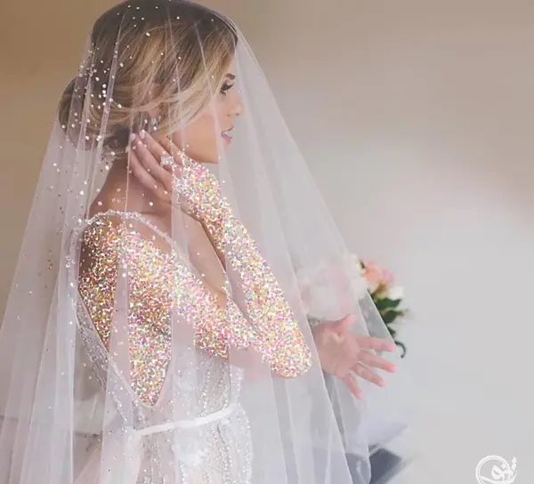 عکس عروس با لباس تور
