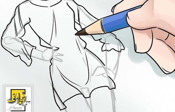 عکس طراحی لباس عروس روی کاغذ