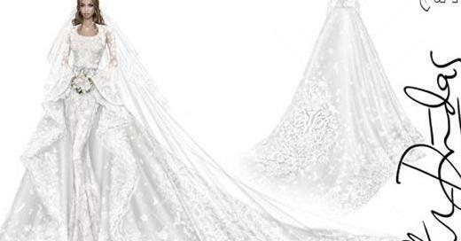 عکس نقاشی طراحی لباس عروس