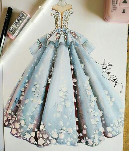 عکس نقاشی طراحی لباس عروس