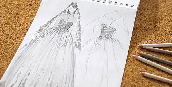 عکس نقاشی طراحی لباس عروس