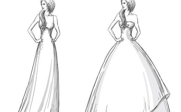 عکس نقاشی طراحی لباس عروس