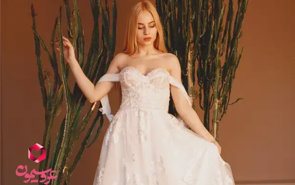 عکس لباس عروس دکلته دنباله دار