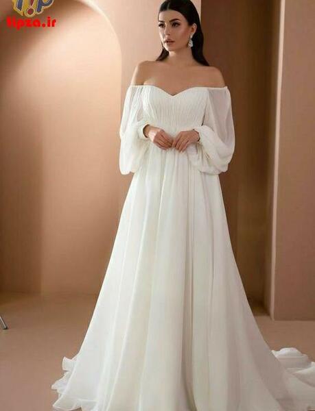 عکس لباس عروس حریر دنباله دار