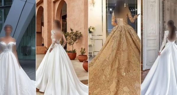 عکس لباس عروس ساده دنباله دار