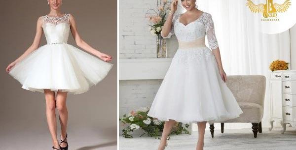 عکس لباس عروس کوتاه دنباله دار