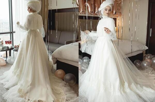 عکس لباس عروس پوشیده با کلاه