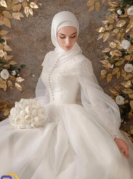عکس لباس عروس پوشیده با کلاه