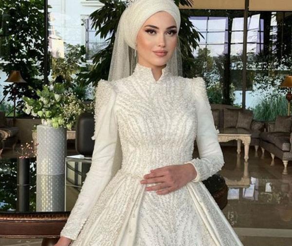 عکس لباس عروس پوشیده با کلاه