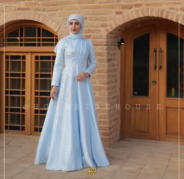 عکس لباس عروس آبی آسمانی