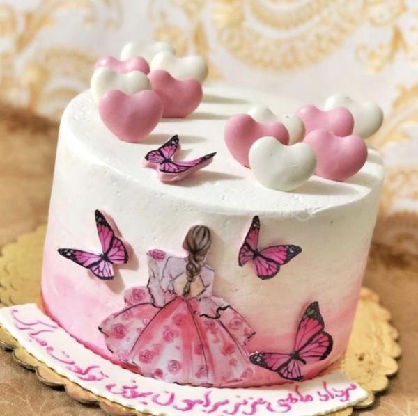 عکس کیک صورتی بچه گانه