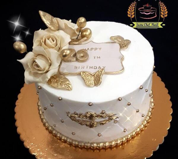 عکس کیک طلایی و نقره ای