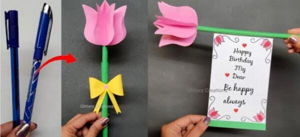 عکس کاردستی گل لاله با کاغذ رنگی