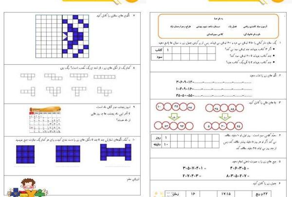 عکس صفحه اول کتاب ریاضی سوم دبستان