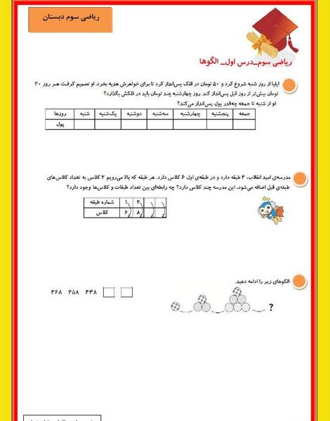 عکس صفحه اول کتاب ریاضی سوم دبستان