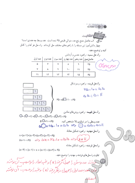 عکس کتاب ریاضی هشتم صفحه ۵۴